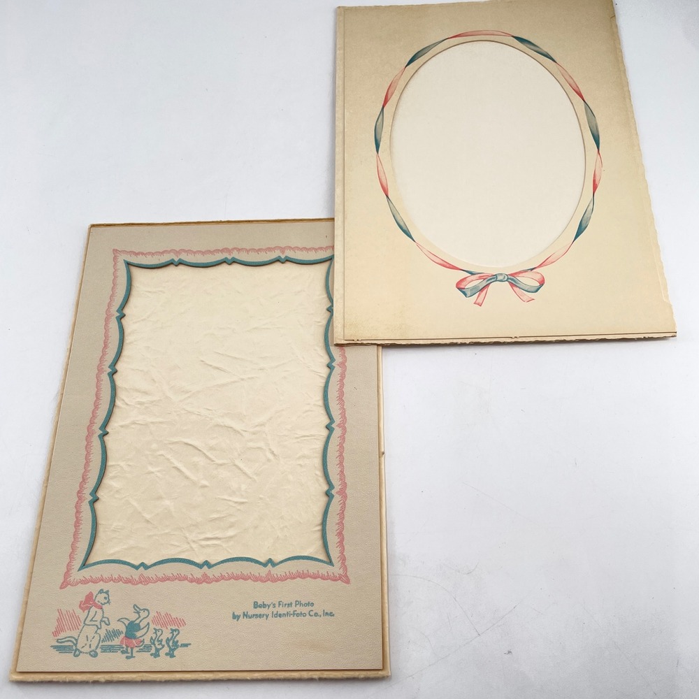 Vintage Nursery Identi-Foto Co Baby First Photo Folders Cat Duckling Set of 2